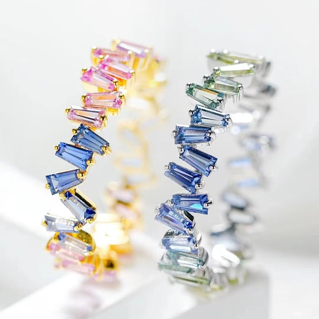 Multicolored gemstone bracelet on a white background